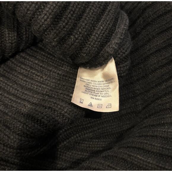 Vintage Lands' End Chunky Ribbed Knit Black Cotton 1/4 Zip Sweater Men's Large - Picture 6 of 6